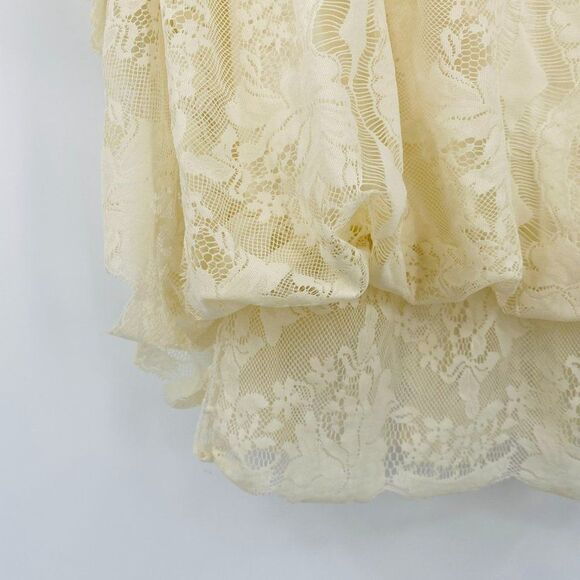 Free People Size Small Cream Floral Lace Blouson Boho Batwing Blouse Top - Picture 5 of 9
